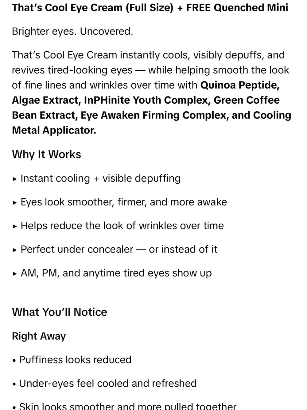 Parivie‎ That's Cool Quinoa Peptide Eye Cream + Quenched Mini